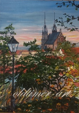 Podvečer v Brně, olejomalba 50 x 70 cm, prodáno